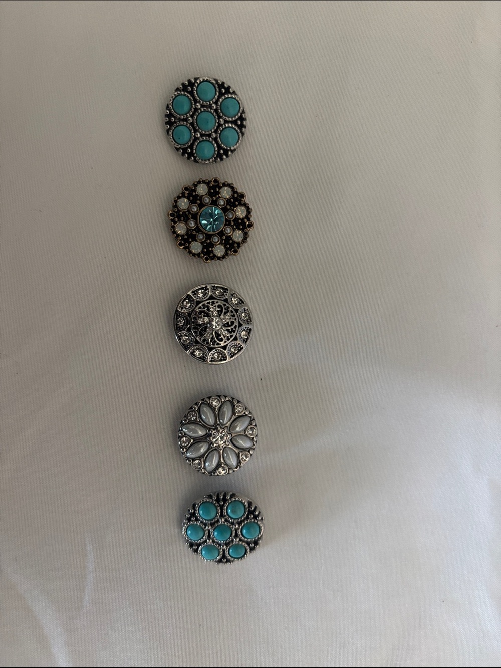 Turquoise and Silver Patterned Brooch Set – Women Jewelry Brooches